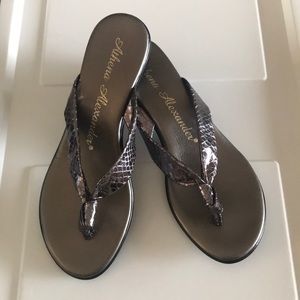 Pewter snake print Athena Alexander Thong Sandals